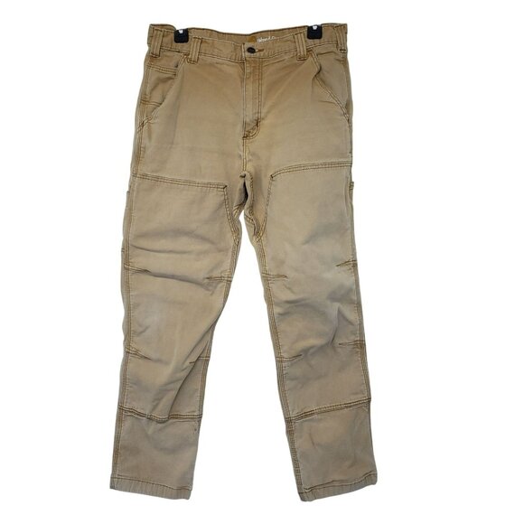 Carhartt Khaki Cargo Pants Relaxed Fit Mens 33 x 32 Tan Work Pants - Picture 1 of 11